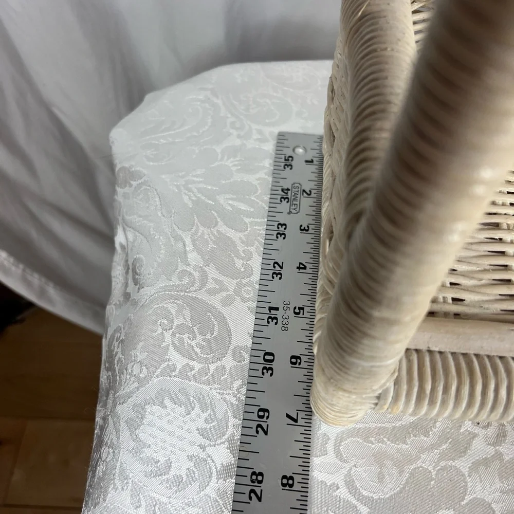 Vintage Cream and Gold Wicker Two-Tier Shelf